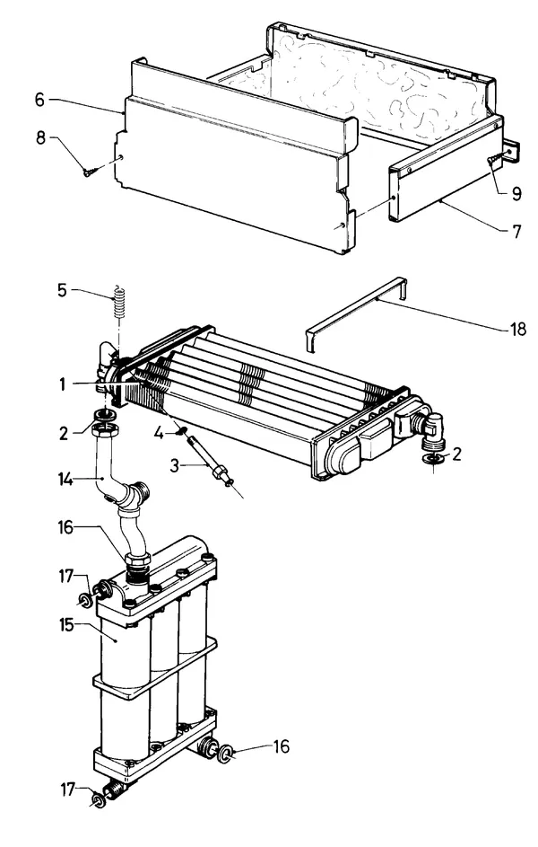 Exploded view Vaillant Combi boiler Turbo VCW 245 E: Heat exchanger