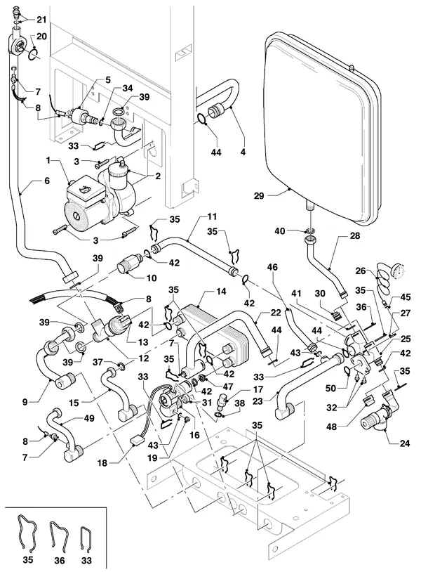 Exploded view Vaillant VC-VCW 254/3: Connection parts