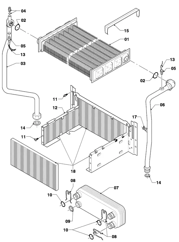 Exploded view Vaillant VC-VCW 254/3: Heat exchanger