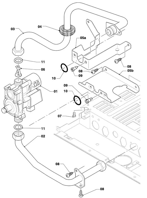 Exploded view Vaillant Combiketel Turbo VCW 255/4-7 R4: Gasblok
