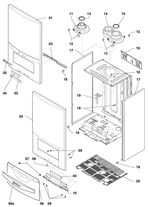 Exploded view Vaillant ecoTEC plus VHR 20-24/5-5 R1: Manteldelen