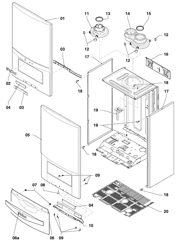 Exploded view Vaillant ecoTEC plus VHR 20-24/5-5 R3: Manteldelen
