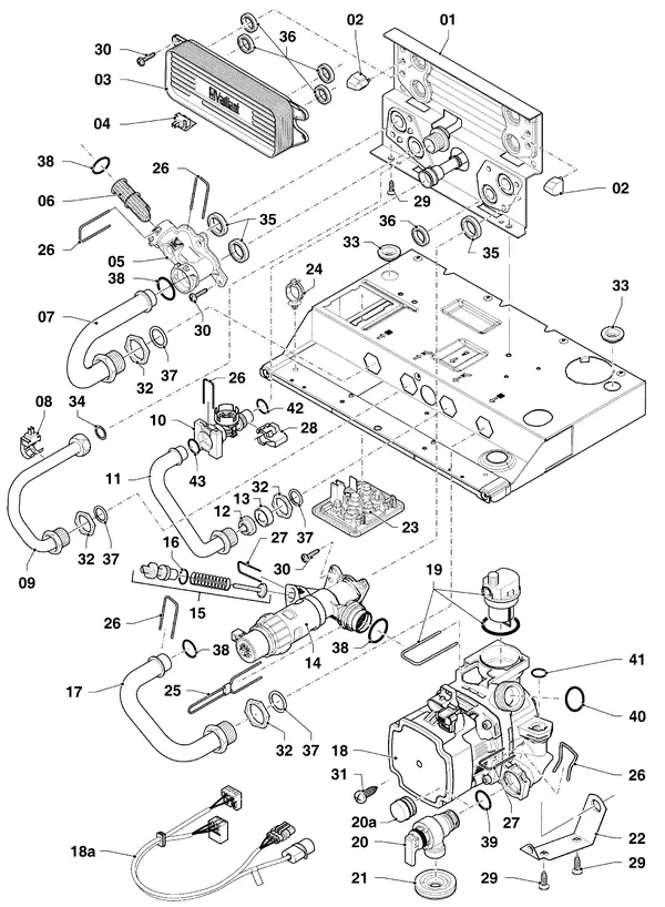 Exploded view Vaillant ecoTEC plus VHR 20-24/5-5 R4: Hydraulische delen hydroblock