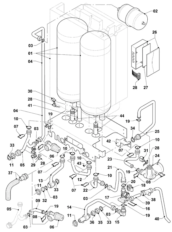 Exploded view Vaillant ecoTEC plus VHR 34/5-5 I R4: Hydraulische delen vih