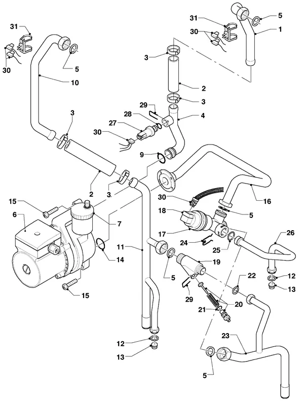 Exploded view Vaillant hrEXCLUSIEF VHR 35/4 S R1: Aansluitdelen