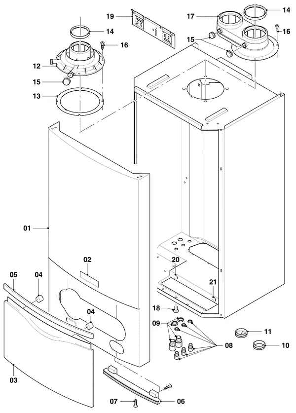 Exploded view Vaillant hrEXCLUSIEF VHR 35/4 S R1: Manteldelen