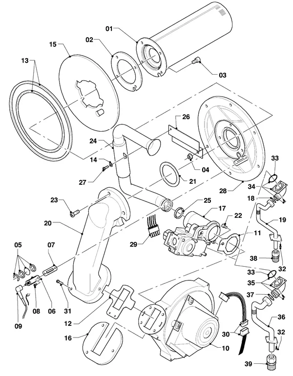 Exploded view Vaillant hrEXCLUSIEF VHR 65 S: Burner