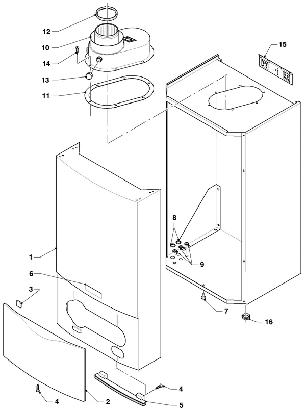 Exploded view Vaillant hrEXCLUSIEF VHR 65 S: Casing parts