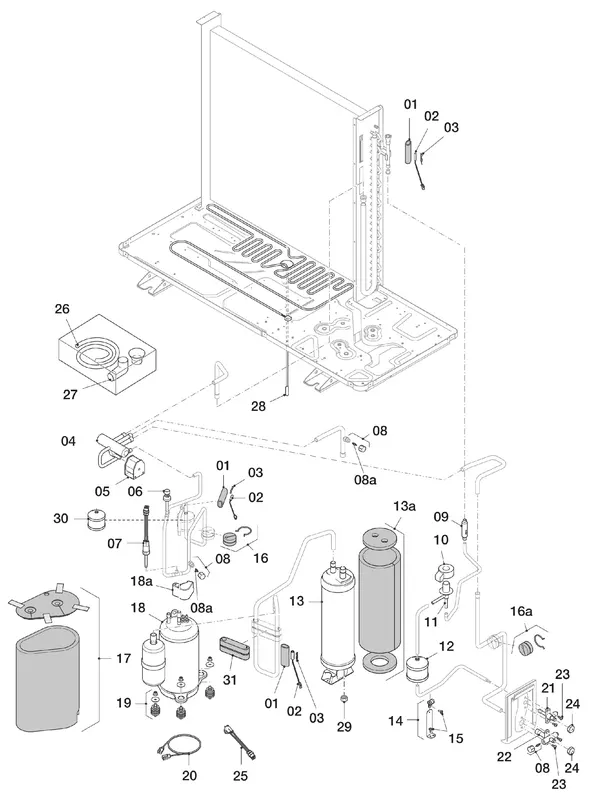Exploded view Vaillant aroTHERM VWL 125/5 AS: Koudecircuit
