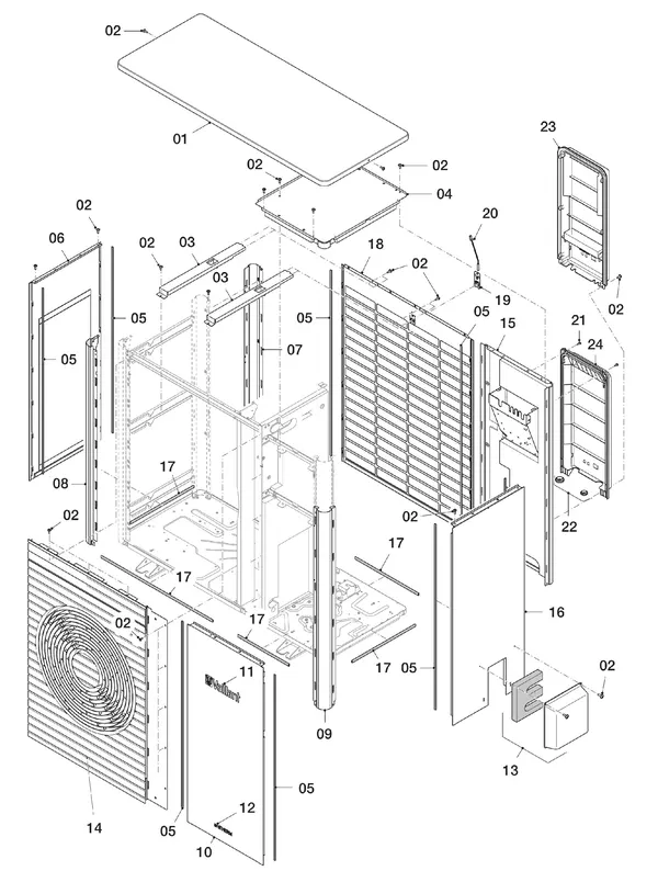 Exploded view Vaillant aroTHERM VWL 75/5 AS: Casing parts