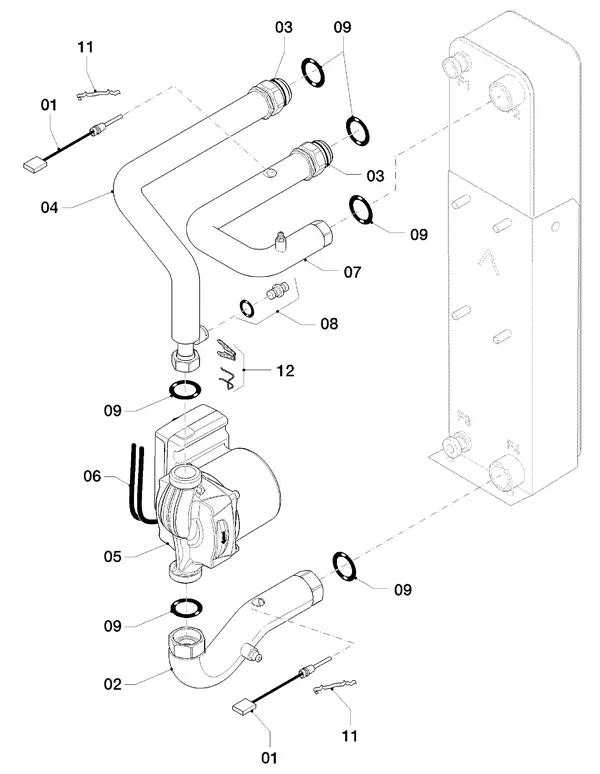 Exploded view Vaillant aroTHERM VWL 85/2 A 230V: Hydraulische delen