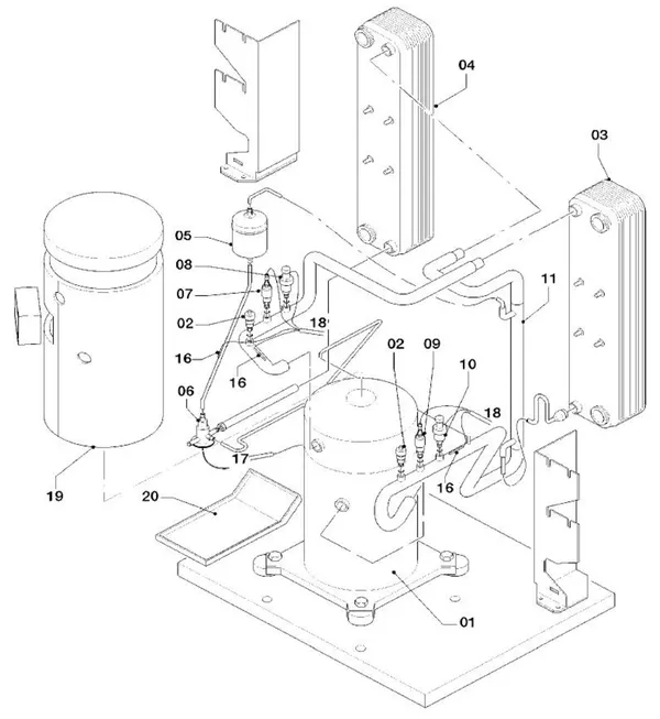 Exploded view Vaillant geoTHERM VWS 101/2: Refrigerant circuit parts