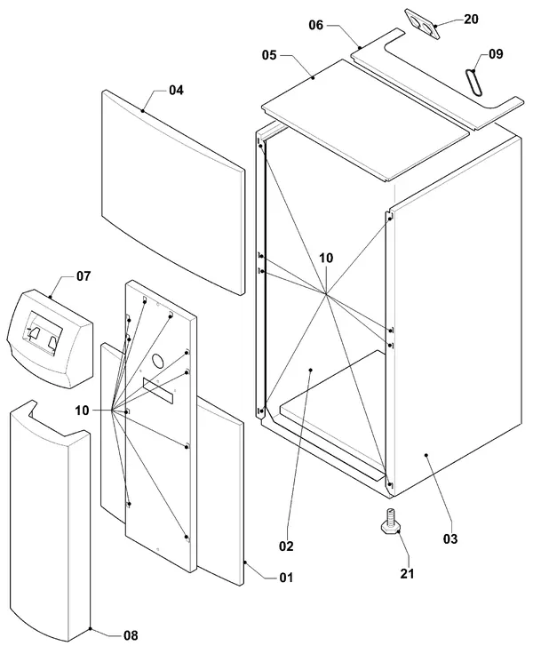 Exploded view Vaillant geoTHERM VWS 101/3: Casing parts