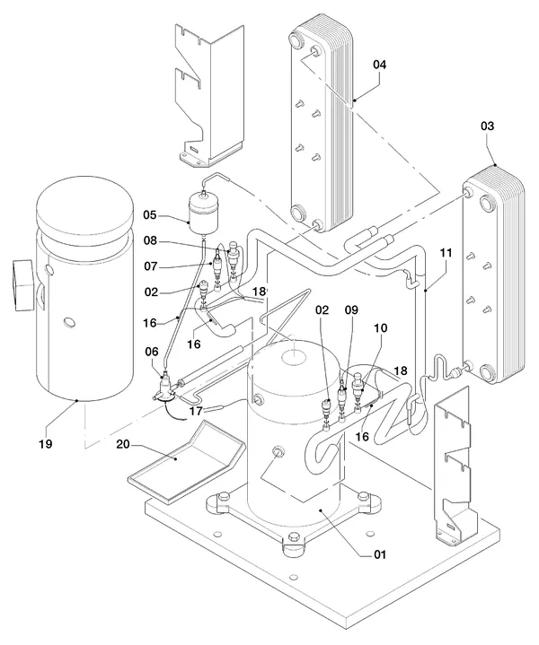 Exploded view Vaillant geoTHERM VWS 103/2: Refrigerant circuit parts