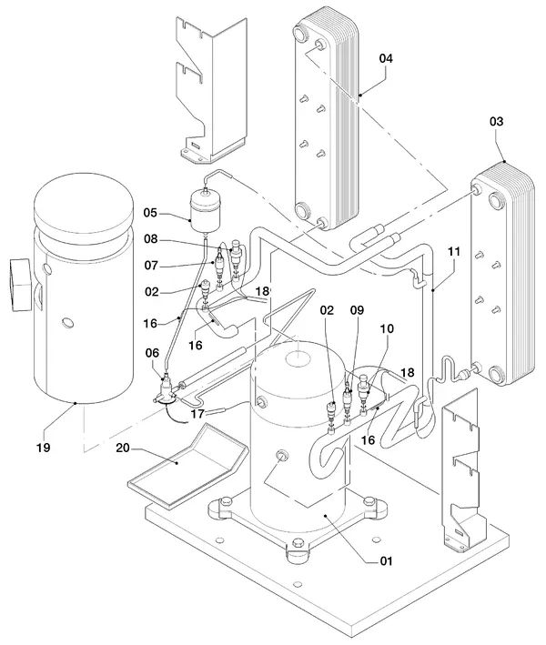 Exploded view Vaillant geoTHERM VWS 141/2: Refrigerant circuit parts