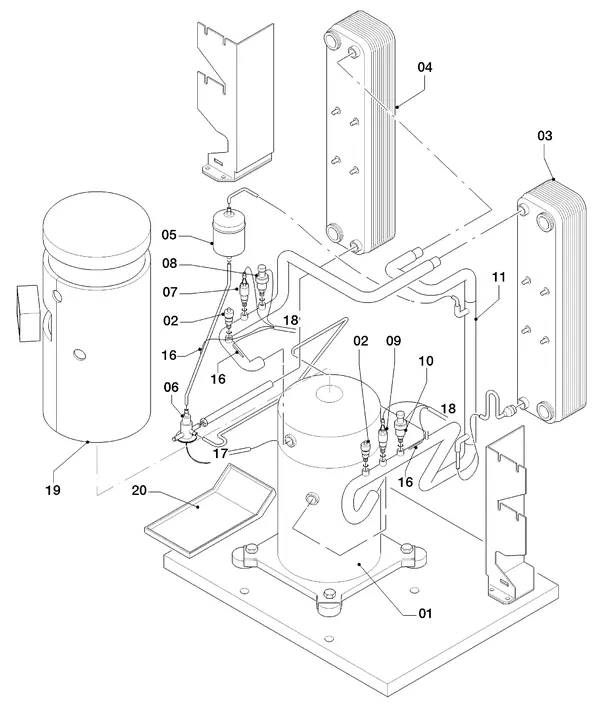 Exploded view Vaillant geoTHERM VWS 62/2: Refrigerant circuit parts