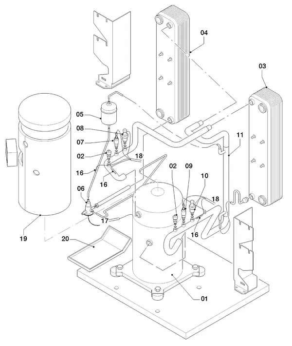 Exploded view Vaillant geoTHERM VWS 64/3: Refrigerant circuit parts