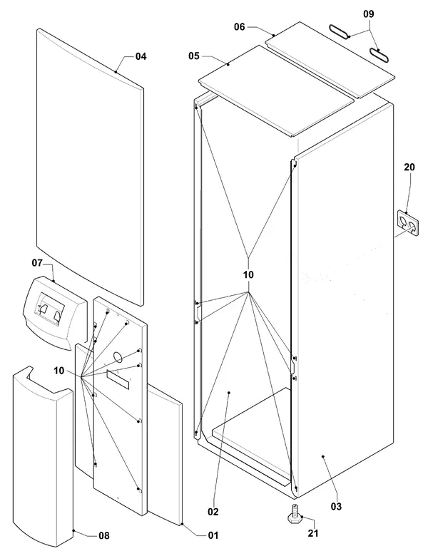 Exploded view Vaillant geoTHERM VWS 83/2: Casing parts