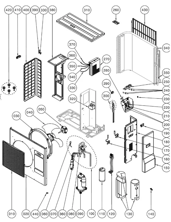 Exploded view Wolf Outdoor unit 5kW 230V from 2017: Outdoor unit