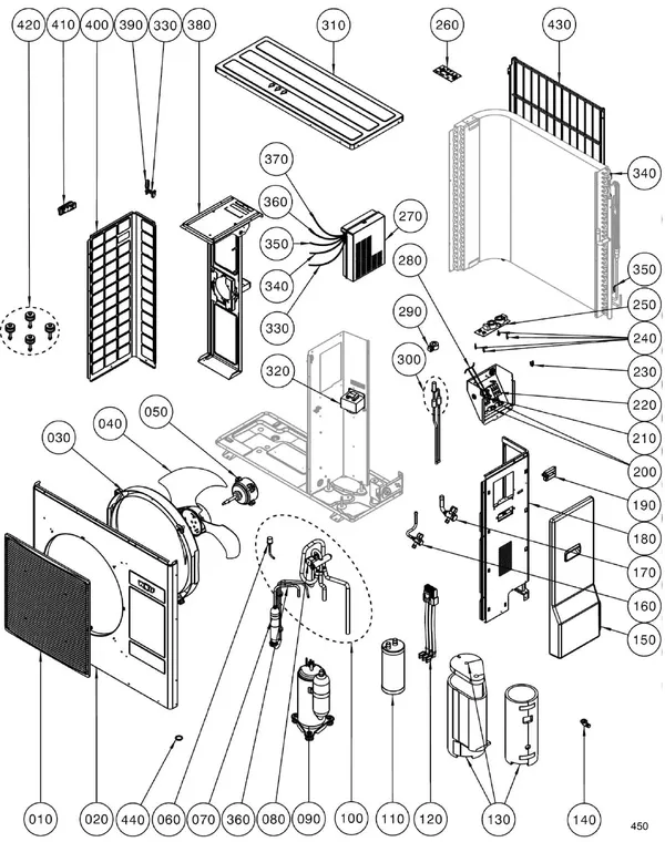 Exploded view Wolf Outdoor unit 7kW 230V from 2017: Outdoor unit