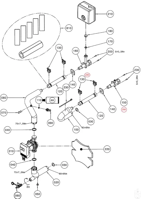 Exploded view Wolf BWS-1-06/08/10/12/16: Connection parts