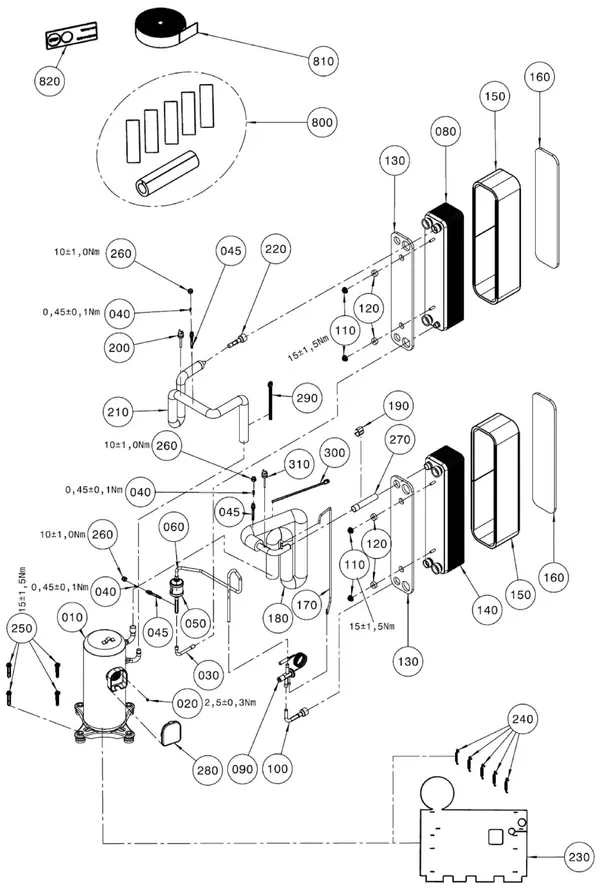 Exploded view Wolf BWS-1-06/08/10/12/16: Cold side